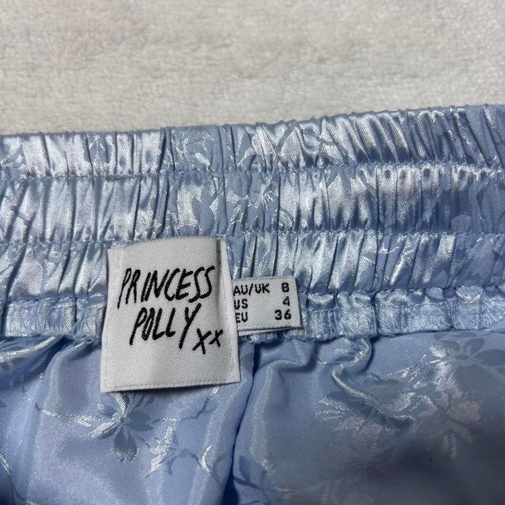 Princess Polly Light blue Floral Blossom Satin Mini Skirt Size 4 - Picture 4 of 4